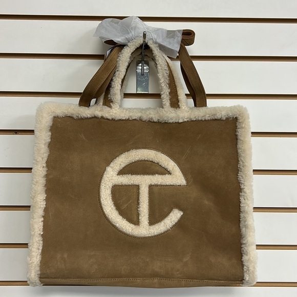 Ugg‎ Telfar Medium Shearling Bag Tote Travel Shopping Purse Brown Designer NEW - Picture 6 of 16